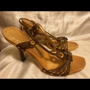 BCBG Girls Strappy Stillettos - Glitter Gold/Brown
